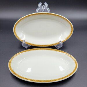 Vintage Maddock Oval Plate Restaurant Ware Gold Greek Key Ultra Vitrified Englan